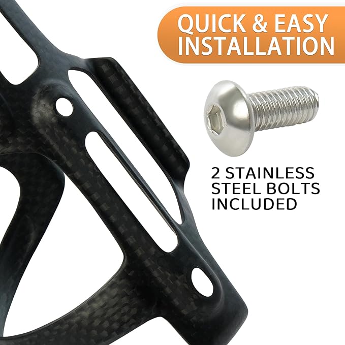BRKURLEG Bike Water Bottle Holder Ultra-Light Carbon Fiber Bicycle Drink Bottle Cages with Screws Tool, for Road Bike MTB Cycling Black Matte