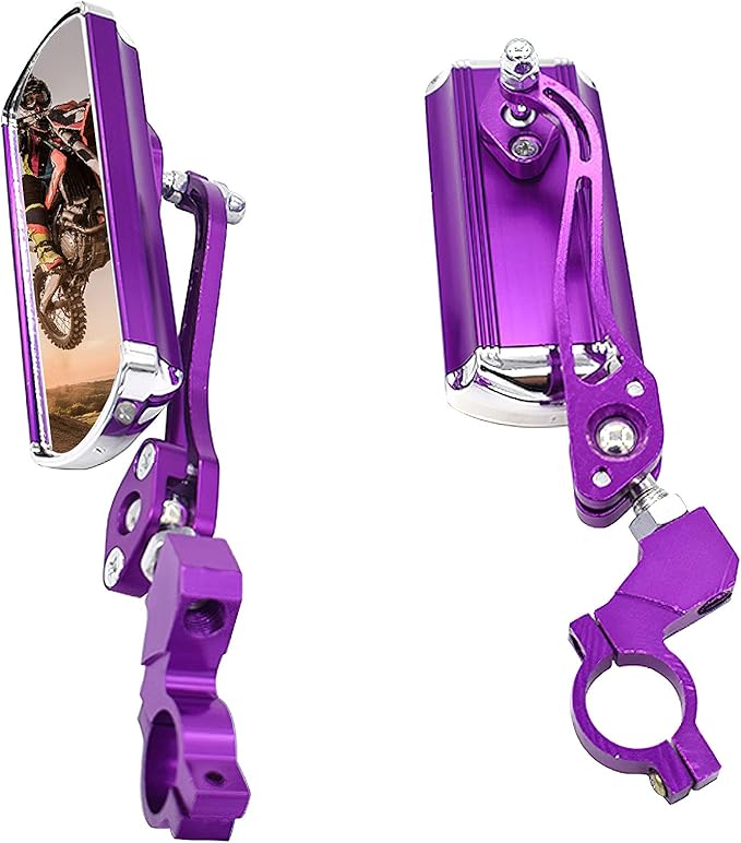 Universal Motorcycle Rear View Mirrors, 360° Adjustable,10mm Thread Bolt with 21-24mm Handlebars Mount Base for Scooter ATV Dirt Bike Cruiser