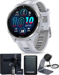 Garmin Forerunner 965 Advanced GPS Multisport Touchscreen Smartwatch, Whitestone | Heart Rate Monitor, Training Stats, On-Device Workouts, Up to 13 Day Battery Life w/Signature Series Gift Bundle