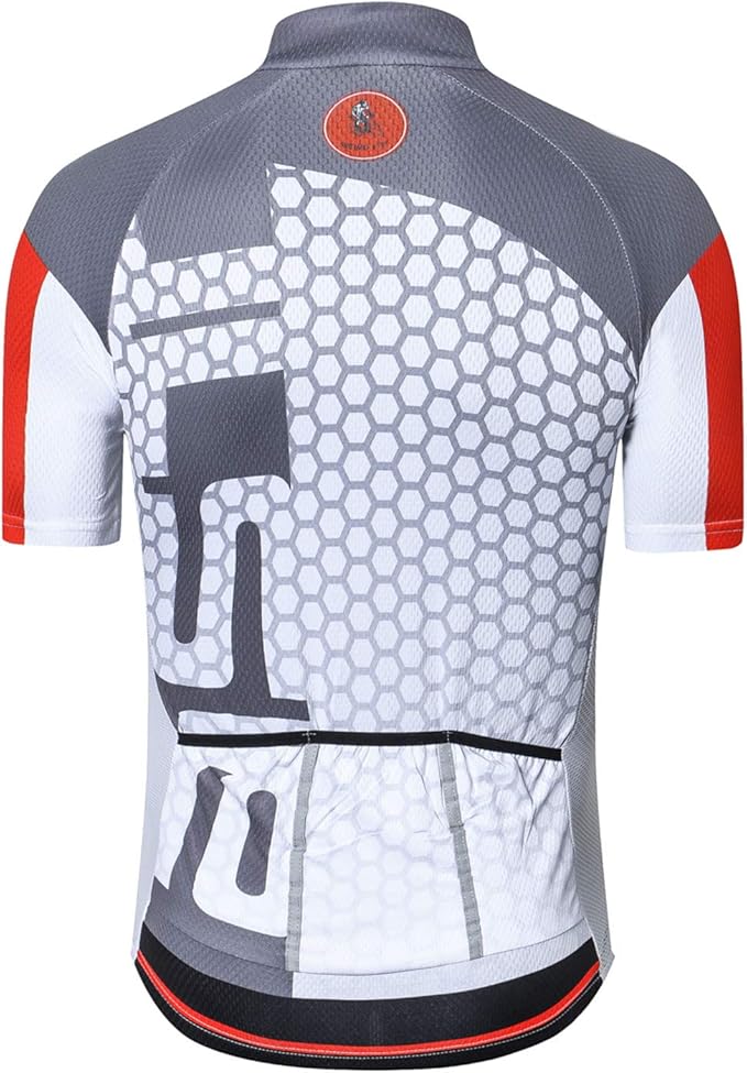 Cycling Jersey Men USA Summer Bike Short Sleeve 3-Pockets Breathable Quick-Dry Shirt S-3XL