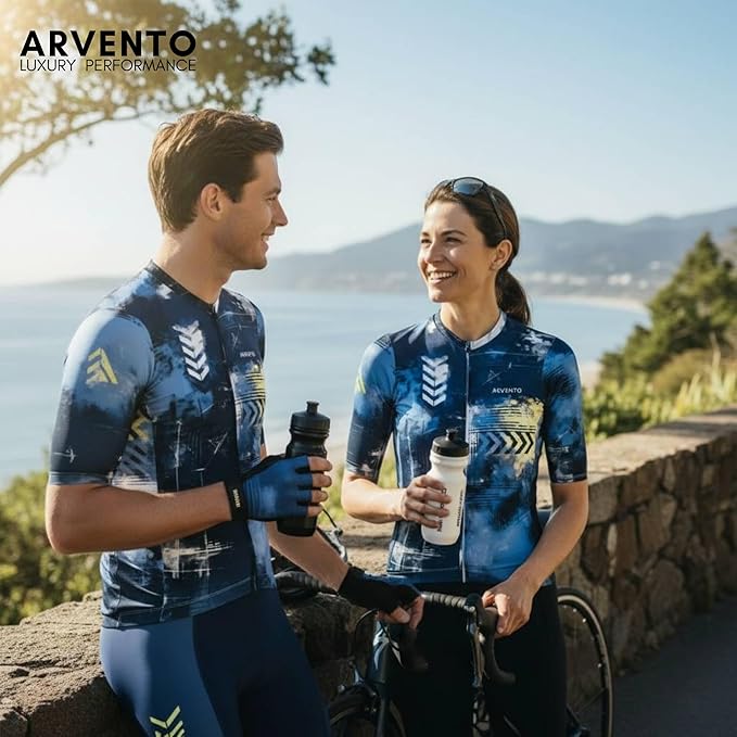 ARVENTO Unisex Cycling Jersey – Performance Fit, Breathable & Quick-Dry Short-Sleeve Road Jersey, 3 Rear Pockets