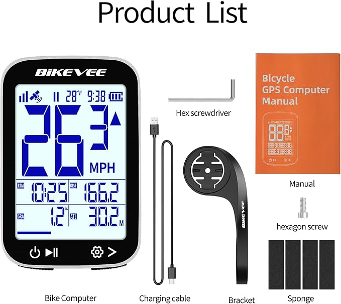 Bike Speedometer GPS Wireless Cycling Computer – Auto Start/Stop, Auto Backlight, Waterproof Bicycle Odometer MPH KM/H, 2.4" LCD Display
