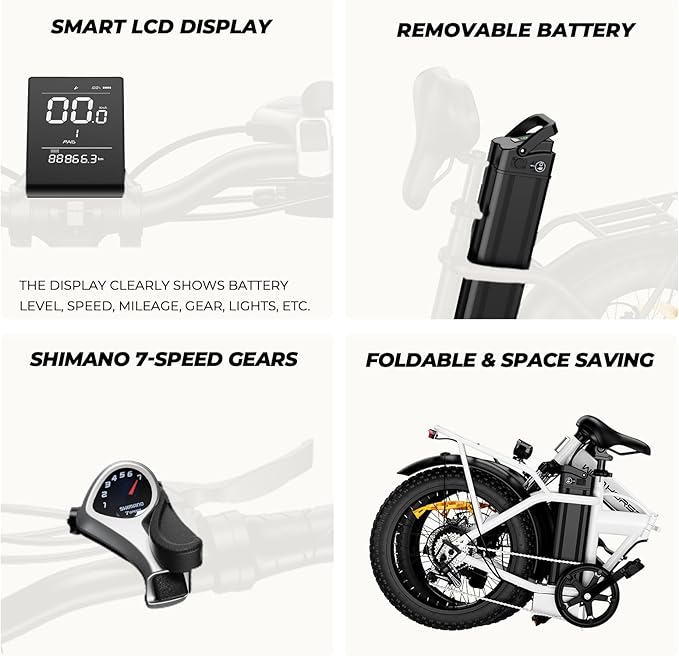WINDHORSE 16"/ 20" Folding Electric Bike for Adults, 630W/ 983W Peak Electric Bicycle, 20MPH, 20-35/40-70 Miles Range, 288Wh/ 748.8Wh Removable Battery, UL Certified Commuter Ebike