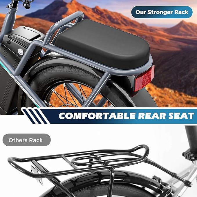 Caroma Peak 500W/800W/1200W Electric Scooter with Seat, 20" Fat Tire Electric Bike with 48V Removable Battery, Up to 30Miles & 20MPH, Adult Scooter for Commuting with Basket&Adjustable Seat