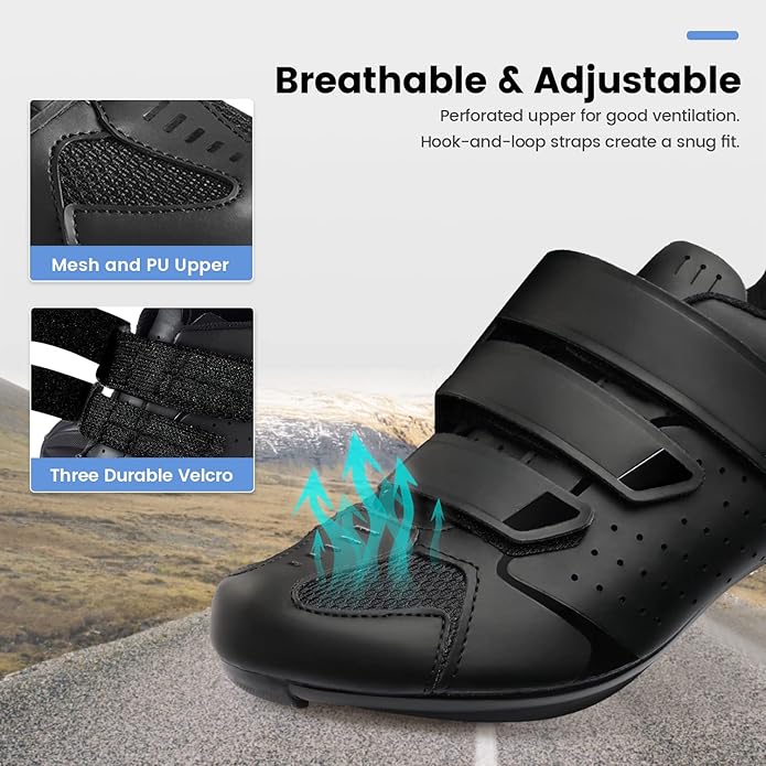 Men's Cycling Shoes – 2 & 3 Bolt Look Delta Cleat Spin Bike Shoes - Compatible with SPD Clips – Perfect for Indoor & Outdoor Road Cycling
