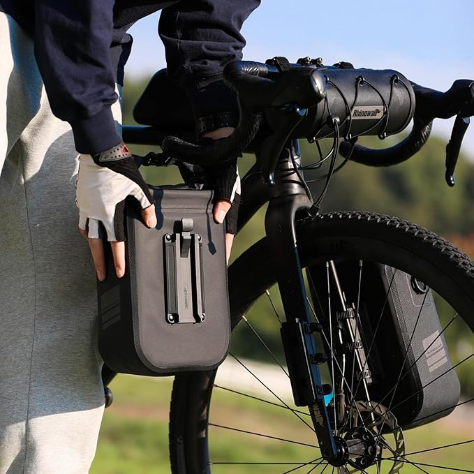 HUNTVP 6L Bike Bag Front Bike Fork Bag Quick Release Bike Packing Bags Waterproof Bike Rack Bag Mountain Road Bike Bag Shoulder Bag Crossbody Bag