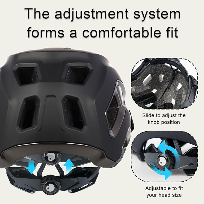 Bike Helmet for Adult & Youth, Lightweight MTB Helmet with Adjustable Visor for Mountain/Road Cycling, 2 Sizes for Men Women Boys Girls