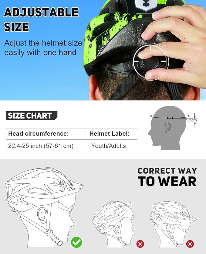Bike Helmet with USB Rechargeable LED Light Detachable Goggles and Sun Visor, Mountain & Road Bicycle Helmets for Men Women Adult Cycling Helmets