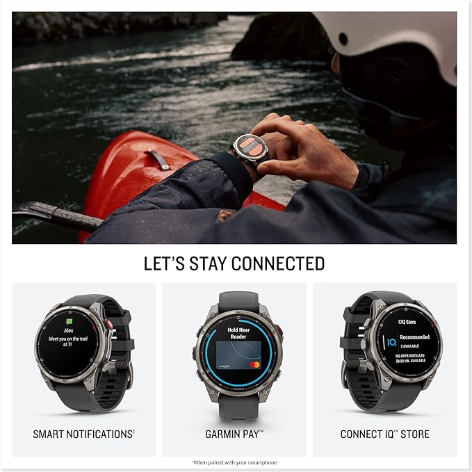 Garmin Fenix 8 Pro, 47mm, AMOLED Display, Premium Multisport GPS Smartwatch, inReach Technology for Emergency Survival, Health Tracking | Titanium/Graphite, Signature Series Power Bundle