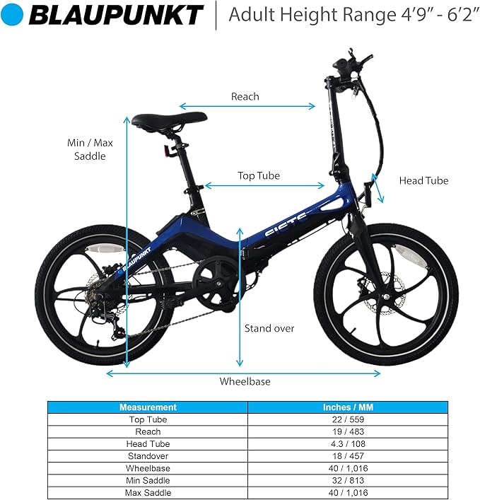 BLAUPUNKT FIENE 20 Inch Folding Electric Bike, Pedal and Throttle Assist, Foldable Step-Through Frame, UL Certified eBike for Adults, Orange/Black