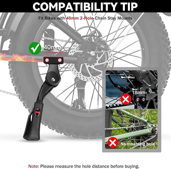 Adjustable Bike Kickstand Heavy Duty Rear Mount Kick Stand for 40mm 16-24 Inch Aluminum Kickstand for Adult Kids Bike Mountain Bike Ebike Mini Bike Electric Dirt Bike MTB