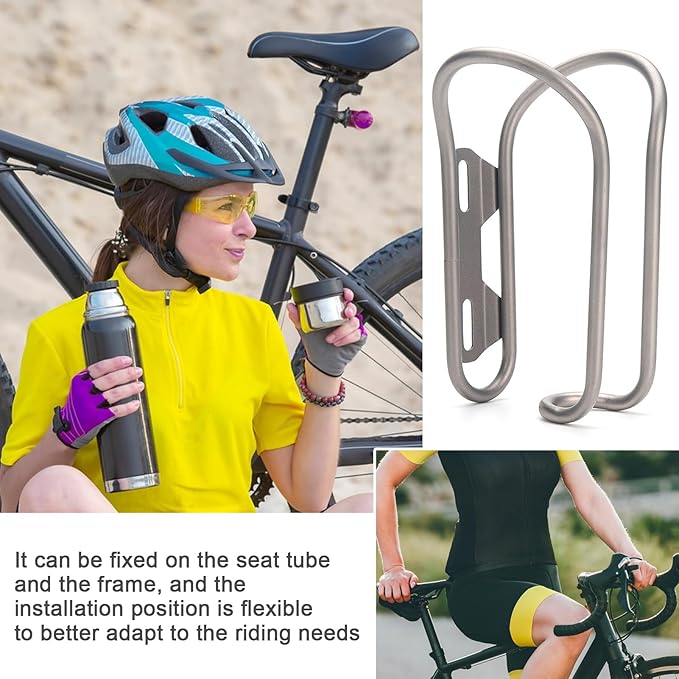 Bike Water Bottle Holder, Lightweight Titanium Alloy Bicycle Mount Cage Rack, Easy Installation, Universal Water Bottle Cage for Road, Mountain Bikes (A)