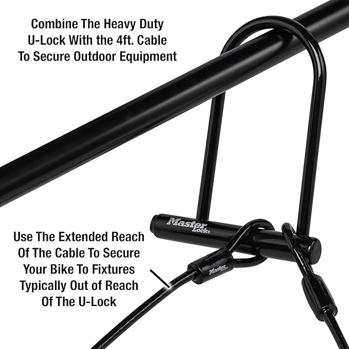 Master Lock 7.25" U Lock with Looped End Cable,(Pack of 6)