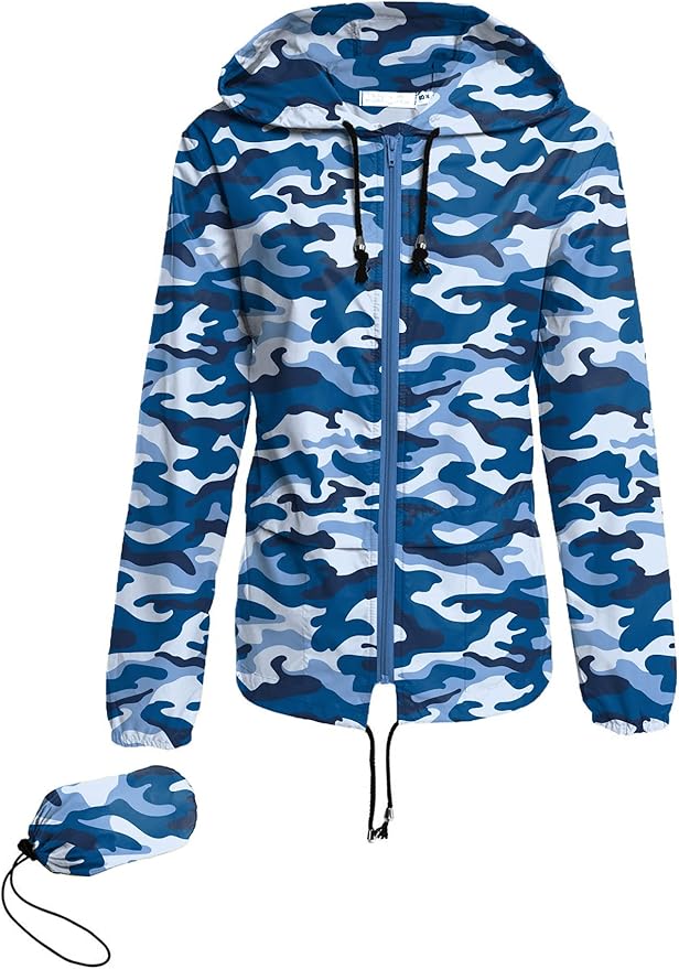 Avoogue Raincoat Women Lightweight Waterproof Rain Jackets Packable Outdoor Hooded Windbreaker