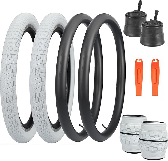 12/16/20x2.125 Bike Tires 1/2 Pack 12/16/20 Inch Kids Folding Replacement Tire/Tube Suitable for Tires 12/20x2.1 12/16/20x2. 125 12/20x2.25, Multiple Colors