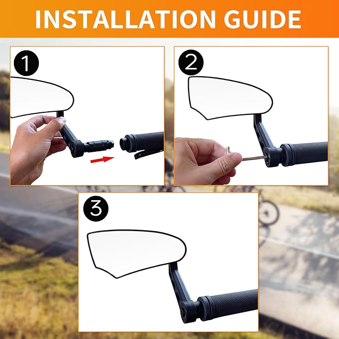 2PCS Bike Mirror for Handlebar Mount, HD Glass Bicycle Mirrors, Adjustable Bar End Rear View Mirror, Scratch Resistant Bike Mirror for E-bike, City Bikes (Left&Right 0.59-0.78")