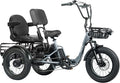 Folding Electric Tricycle for Adults 2 Seater, 22MPH 100 Miles 4" Wide Fat Tire Electric Trike, 3 Wheel Electric Bike 1200W, 48V 20AH Battery, 550LBS Load, Reverse, Parking, Differential, UL Certified
