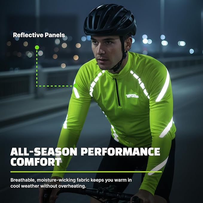 ReflecToes Reflective Cycling Jersey Full Sleeve for Men & Women – Breathable Bike Shirt