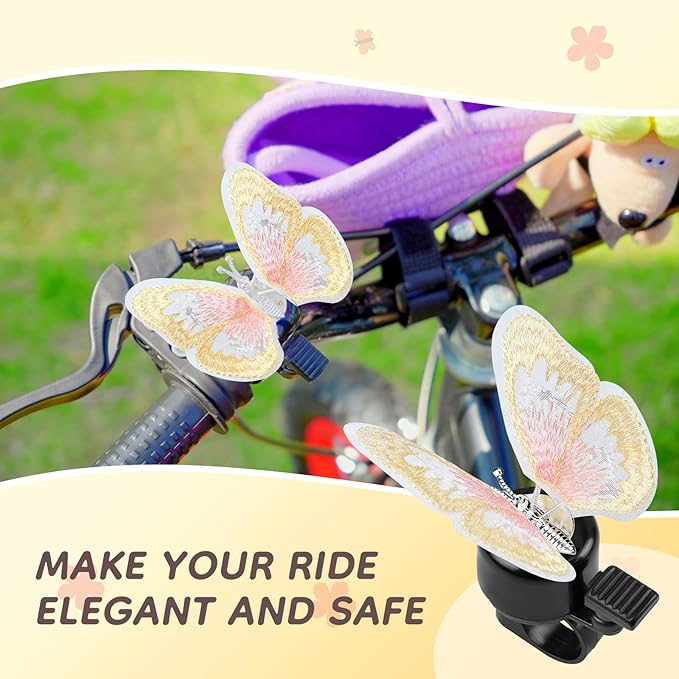 Kid's Bike Bell, Bicycle Horn for Girls, Children’s Bike Bells with Butterfly Design - Cute DIY Bicycle Bell for Girls, Crisp Sound, Easy to Install