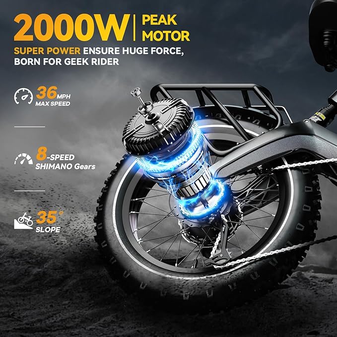 1000W(Peak 2000W)Folding Electric Bike for Adults,35MPH 100Mile,48V 25Ah Removable Battery,20" x 4.0 Fat Tire Foldable Electric Bicycle,8-Speed Electric Mountain E-Bike,UL Certified Commuter Ebikes