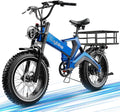 2000W/3000W Peak Motor Electric Bike for Adults, 48V/52V 25AH/30AH Battery Full Suspension Foldable Ebike, 20"x4.0" Fat Tires 35MPH Dirt Bike, 100/120 Miles Hydraulic Brake Magnesium Alloy Motorcycle