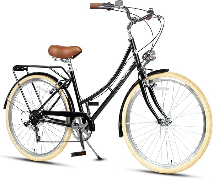 AVASTA Vela Hybrid Bike for Adult Women Female Lightweight Step Through 26 Inch High Tensile Steel Frame City Commuter Comfort Lady Bicycle, 6-Speed, Multiple Colors