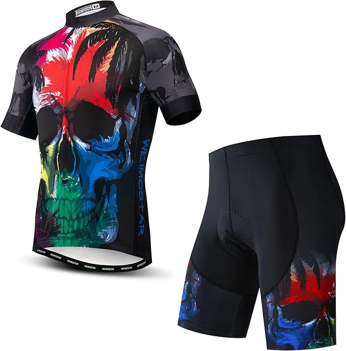 JPOJPO Cycling Jersey Men Set Bike Shirt Kit Short Sleeve Clothing Tops+5D Padded Shorts Summer Breathable Quick-Dry S-3XL
