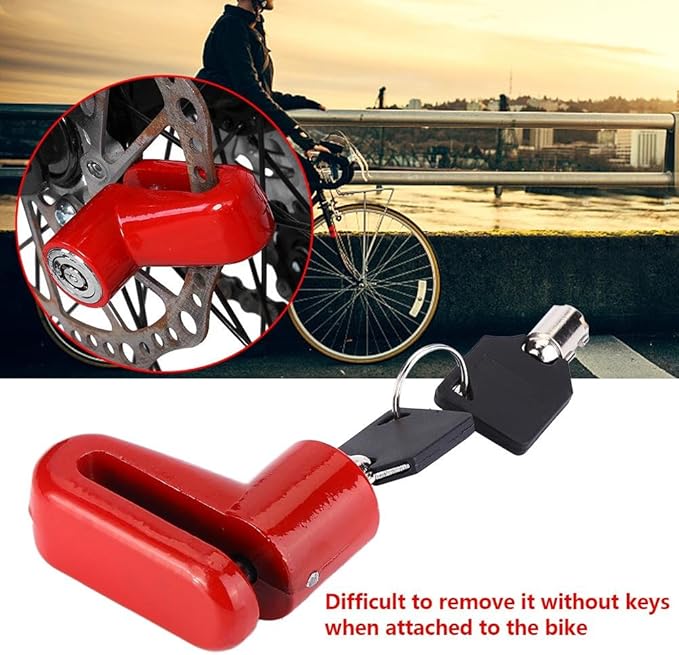 Bike Disc Brake Lock, Motorcycle Wheel Lock Brake Lock Security Brake Padlock Anti Theft Waterproof for Adult Mountain Road Motorbike Scooter Sportbike Racing Cycling with Mounting Bracket Two Keys