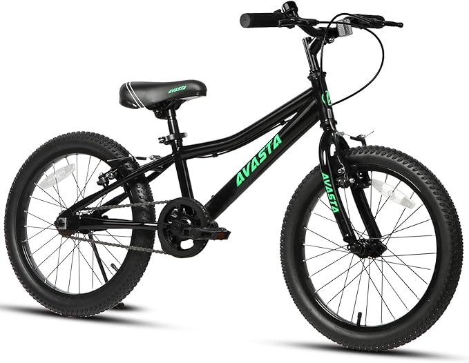 AVASTA Bilbo 18 20 24 Inch Kids Bike for Boys Girls 5-14 Years Old, Retro Style High Carbon Steel Bicycle with Adjustable Handlebars and Seat, Dual V-Brakes, Kickstand, Multiple Colors