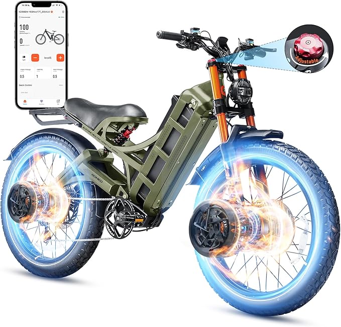 eAhora 2026 Romeo Pro 3 5600W 50Mph High-Torque Ebike, 60V 80Ah 250-Mile Long Range Electric Bike for Adults, Adjustable Air Suspension, 26'' Puncture-Proof Tire, UL 2849 Certified by TÜV