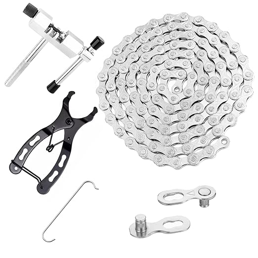 Bike Chain Kit, JLMIH 6/7/8 Speed Multi-Function Bike Mechanic Repair Kit for Road/MTB Bike City Bikes, BMX Bikes with Quick Release Buckle, Bike Link Plier -Hook -Chain Breaker - 116 Links