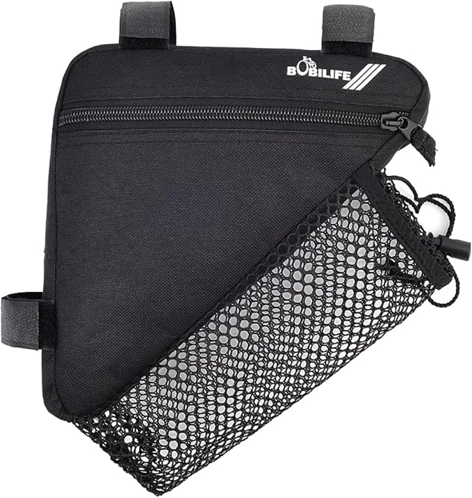Bike Triangle Frame Bag with Bottle/Mini Speaker Holder - Bicycle Cycling Storage Triangle Top Tube Front Pouch Saddle Bag for Road and Mountain Bikes (Bag Only)