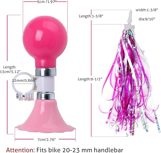U-LIAN Kids Streamers and Bike Bell for Girls-1 Pack Flower Bicycle Bell with 2 Pack Handlebar Streamers Scooter Tassels for Children's Bike Accessories