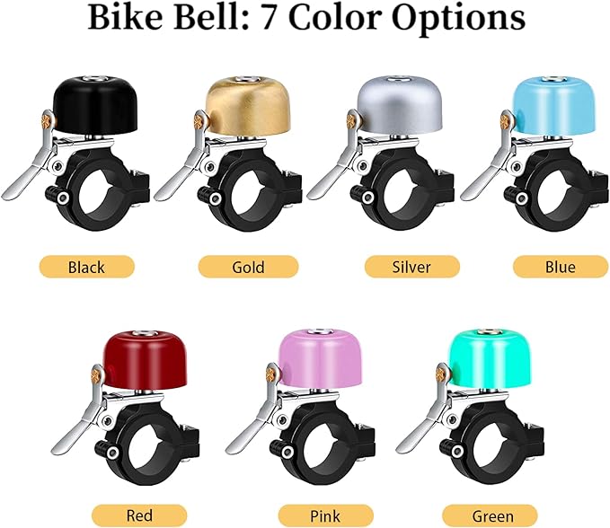 Greallthy Bike Bell Classic Brass Bicycle Bell,Bike Bells for Adults Kids, Loud Retro Bell for Road & Mountain Bikes, Universal Handlebar Fit