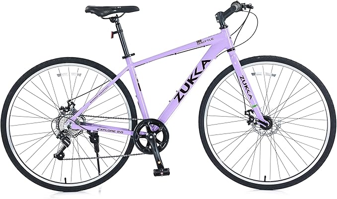 700C Hybrid Bike for Men & Women – 7 Speed Lightweight Aluminum City Bicycle with Dual Disc Brakes, 700x35C Tires, Comfortable Commuter Road Bike for Urban Riding