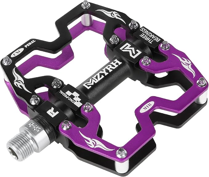 MZYRH Mountain Bike Pedals,3 Bearings Bicycle Pedals,Aluminum 9/16" MTB Pedals Bicycle Flat Pedals for Road Mountain BMX MTB Bike