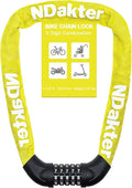 NDakter Bike Lock, 5 Digit Combination Heavy Duty Anti Theft Bicycle Chain Lock, 2.62/3.2/4.27/5/6Ft Long, High Security Resettable, Suitable for Bike, Scooter, Door, Gate, Fence-4/6mm Thick