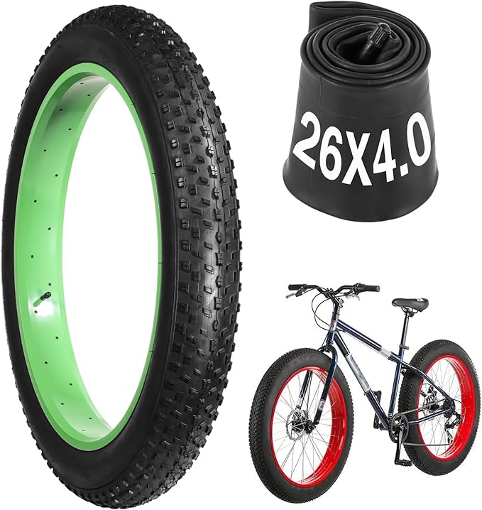 20x4.0 Fat Tire and Tube, Folding 100-406/20 x 4 Fat Tire Puncture Resistant with Ebike Tires 20x4 Inner Tube, 20 Inch Fat Tires for Snow, Beach, Mountain