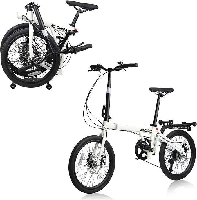 WEEROCK 20 Inch 3-Fold Bike, 7 Speeds Foldable Bicycle, Lightweight Easy to Carry Steel Frame Folding Bicycles for Men Women Adult