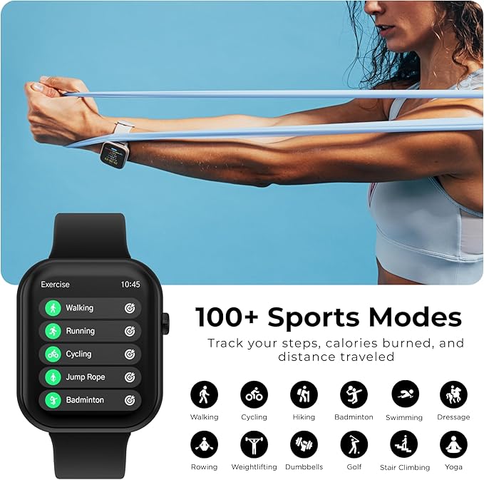 iTouch AIR 5 Smartwatch – 1.85” AMOLED Display, Bluetooth Calling, 100+ Sport Modes, Heart Rate, SPO₂, Stress & Sleep Tracking, IP68 Water Resistant, 7-Day Battery Life – for Android & iOS