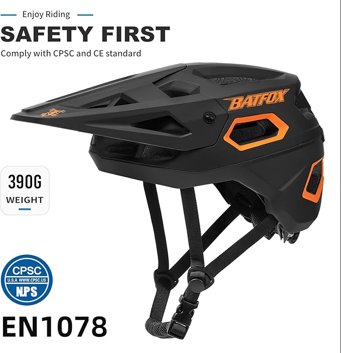 BATFOX Bike Helmet,Mountain Bike Helmet Helmets for Men Women Adults Youth