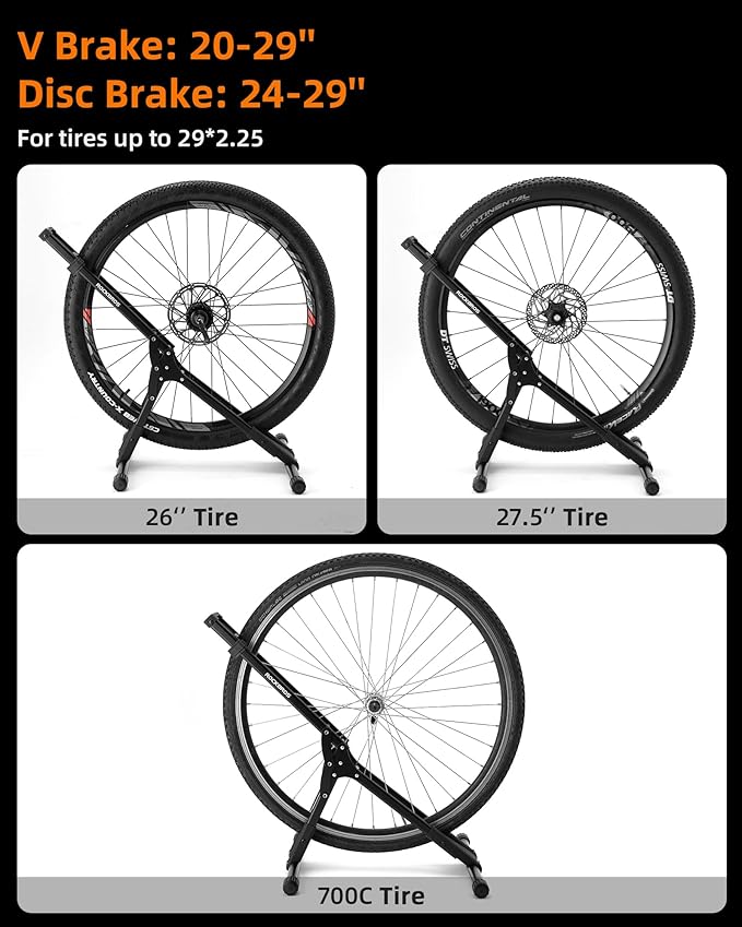 ROCKBROS Indoor Bike Stand for Storage, Garage - Floor Stand for 20-29'' Mountain & Road Bikes