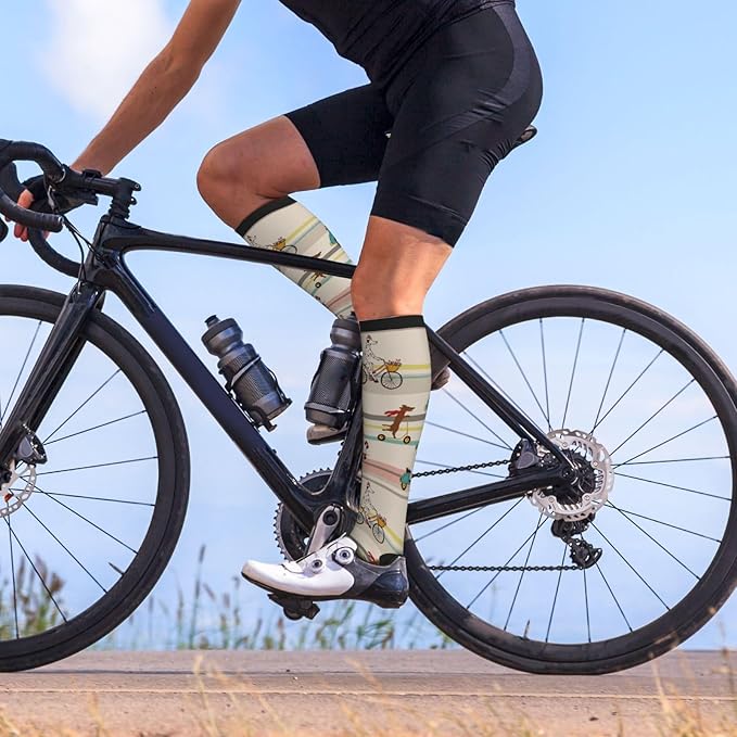 bassyil Compression Socks for Women & Men Circulation 15-20 mmHg Knee High Best Support for Nurses Travel Running Athletic