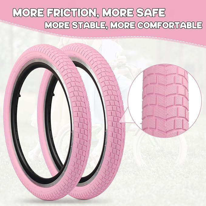 12/16/20x2.125 Bike Tires 1/2 Pack 12/16/20 Inch Kids Folding Replacement Tire/Tube Suitable for Tires 12/20x2.1 12/16/20x2. 125 12/20x2.25, Multiple Colors