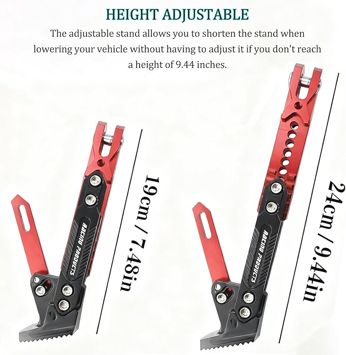 Motorcycle Kickstand for Kawasaki KLX230/KLX230R/KLX230SM/KLX250 Camo/KLX250 Final Edition, Adjustable Side Stand Heavy Duty Aluminum Kick Stand with Wide Foot Pad – Replacement Side Stand