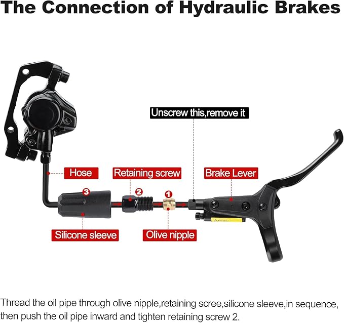 Hydraulic Disc Brake Set for Mountain Bike, Front and Rear Brakes, 160mm Rotor, 800mm/1600mm Cable Length