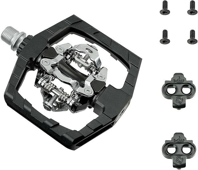 VENZO Click'R Compatible with Shimano SPD Mountain Bike Sealed Pedals with Cleats - Dual Platform Clipless Pedals for Mountain Bike - Easy Clip in & Out