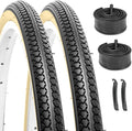 Hycline 26X1 3/8 Bike Tire Set: 2-Pack (37-590) Folding High-Density Bicycle Tires with Schrader Tubes & Tire Levers – Fits Vintage 26×1 3/8 City/Commuter Bikes