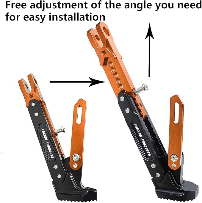 Universal Motorcycle Kickstand Adjustable Foot Side Support Parking Kickstand for Electric Motorbike Parking Foot Side Support Stand (Orange)