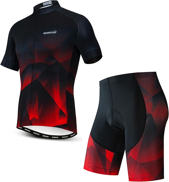 JPOJPO Cycling Jersey Men Set Bike Shirt Kit Short Sleeve Clothing Tops+5D Padded Shorts Summer Breathable Quick-Dry S-3XL